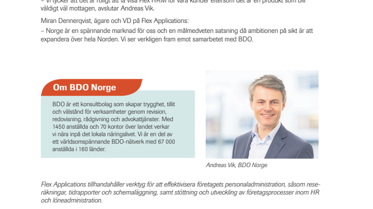 BDO i Norge väljer Flex HRM!