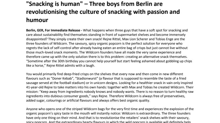 "Snacking is human" – Three boys from Berlin are revolutionising the culture of snacking with passion and humour 