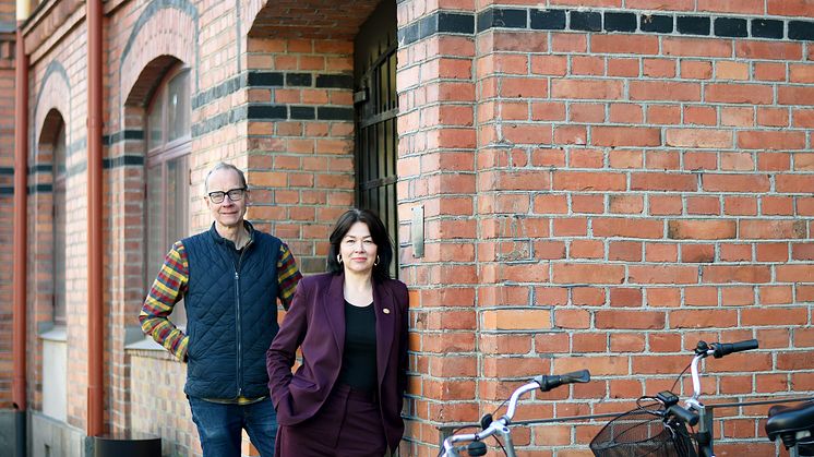 Roland Hedlund från By Bike och Sophie Jakobsson från Blå Huset samarbetar för en ny cykelvecka i Umeå.