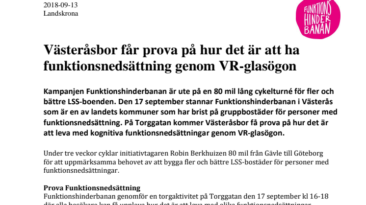 Västeråsbor får prova på hur det är att ha funktionsnedsättning genom VR-glasögon