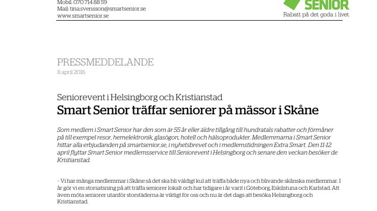 Smart Senior träffar seniorer på mässor i Skåne