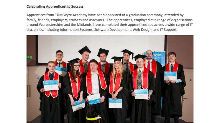 UKITA member TDM Wyre Academy celebrates apprentices success