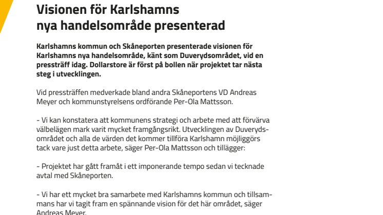 ​Visionen för Karlshamns nya handelsområde presenterad