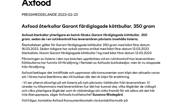 PM_230223_Axfood återkallar Garant färdiglagade köttbullar, 350 gram.pdf