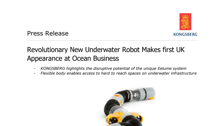 Kongsberg Maritime - Ocean Business 2017: Revolutionary New Underwater Robot Makes first UK Appearance at Ocean Business
