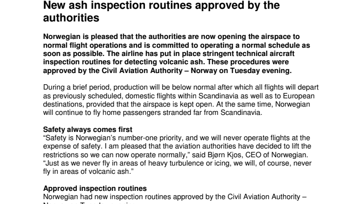 New ash inspection routines approved by the authorities
