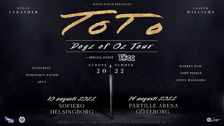 Brittiska rockbandet 10cc gör TOTO sällskap i Göteborg och Helsingborg i sommar!