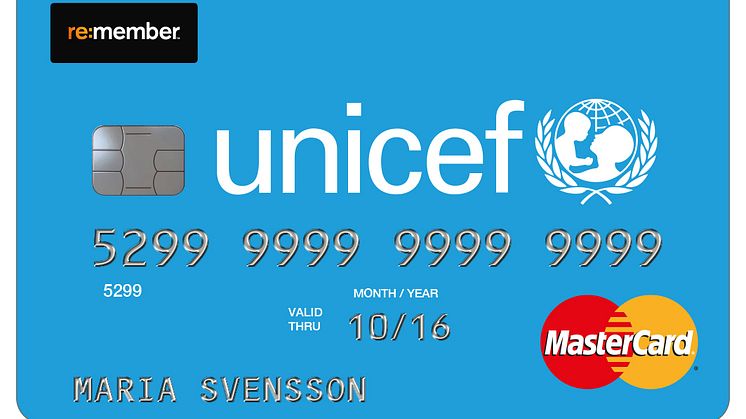 UNICEF och re:member lanserar unikt kreditkort