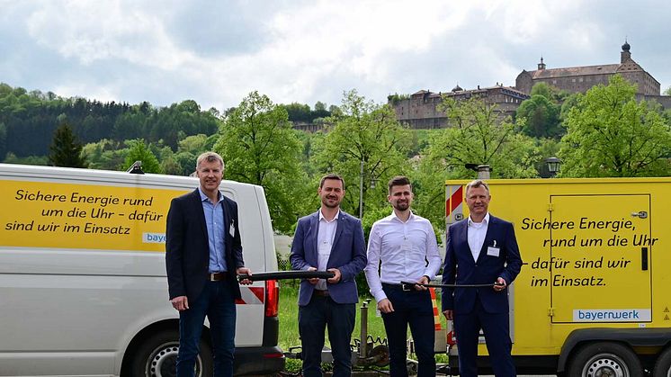 Thomas Balzar (Leiter Planung, Bauausführung & Netzkundenbetreuung Kulmbach), Markus Seidel (Leiter Kundencenter Kulmbach), Michael Renghart (Leiter Planung/Bau Umspannwerke & Schaltstationen) und Bernd Göttlicher (Leiter Kommunalmanagement Franken)