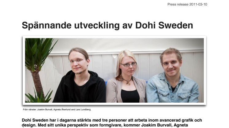 Spännande utveckling av Dohi Sweden