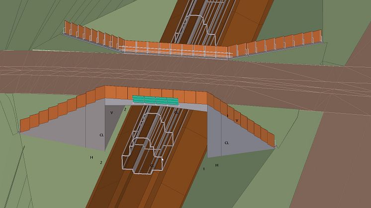 3D-modell av vägbro och faunapassage. Bild: Tyréns