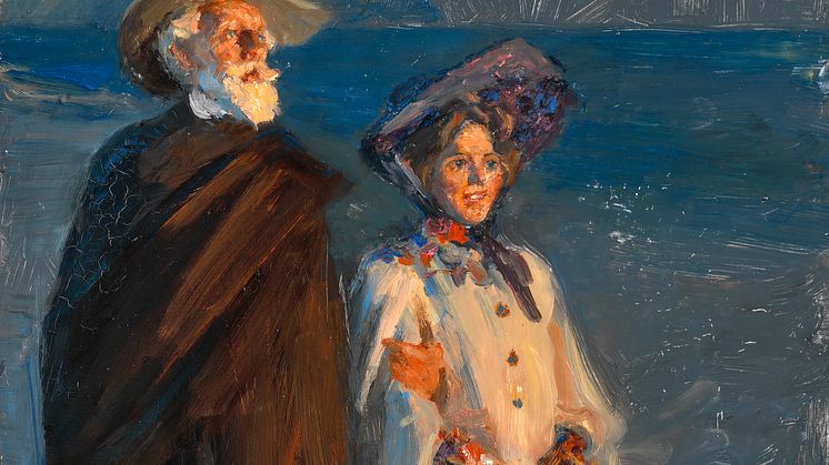 P. S. Krøyer: "Drachmann og hustru. Hele figurer stående." 1905