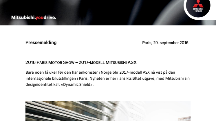 2016 Paris Motor Show – 2017-modell Mitsubishi ASX