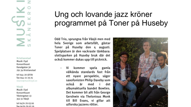 Ung och lovande jazz kröner programmet på Toner på Huseby