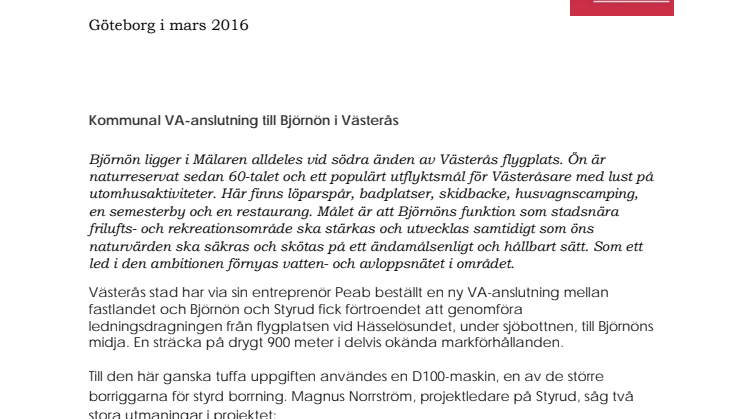 Styrud utför rekordborrning i Västerås
