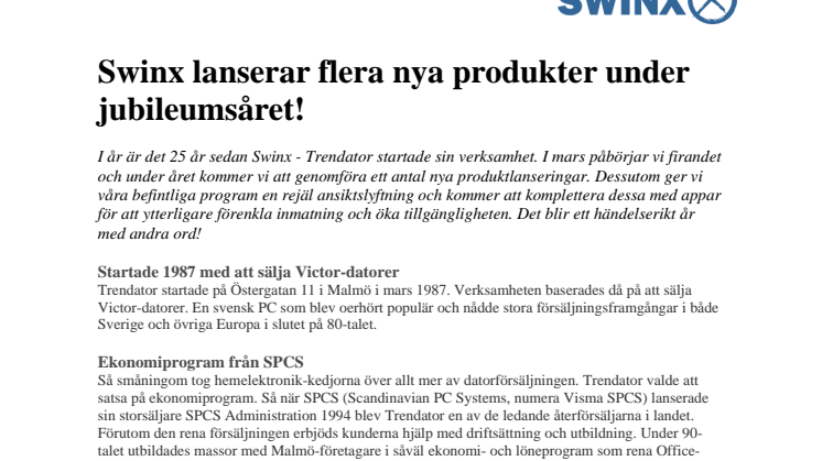 Swinx lanserar flera nya produkter under jubileumsåret!