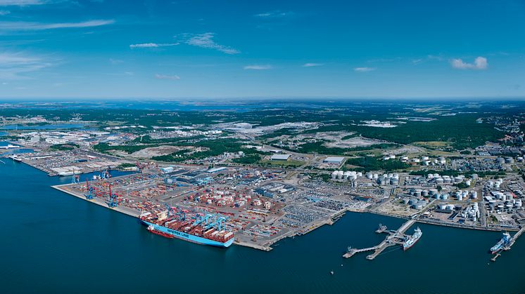 Containerterminalen i Göteborgs hamn. Bild: Göteborgs Hamn AB.