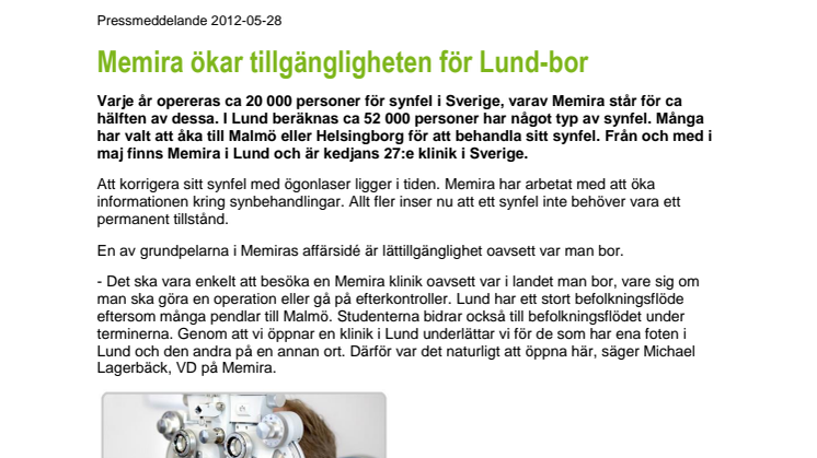 Memira ökar tillgängligheten för Lund-bor