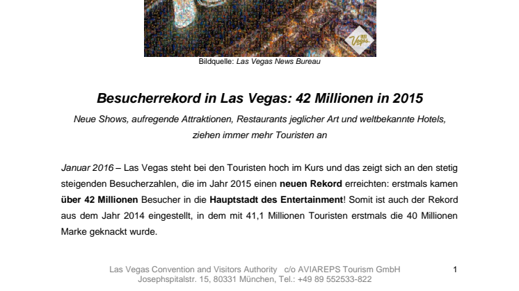 Besucherrekord in Las Vegas: 42 Millionen in 2015