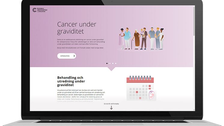 Webbutbildningen bygger på innehållet i vägledningen Cancer under graviditet som liksom webbutbildningen finns på cancercentrum.se.