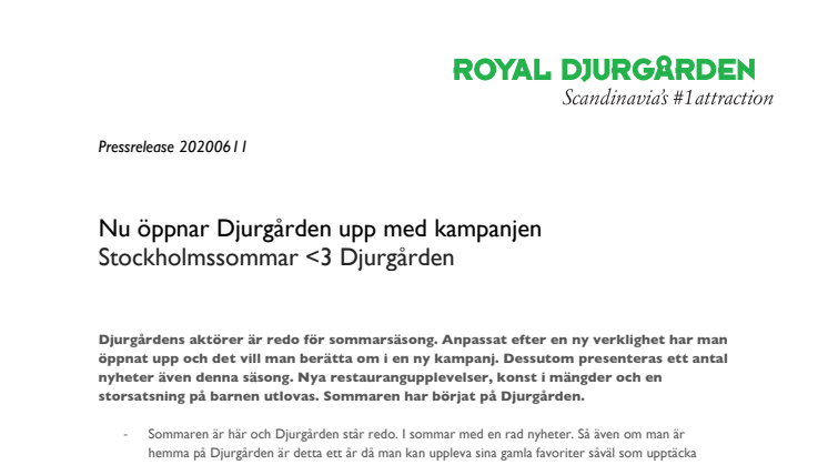 Nu öppnar Djurgården upp med kampanjen Stockholmssommar <3 Djurgården