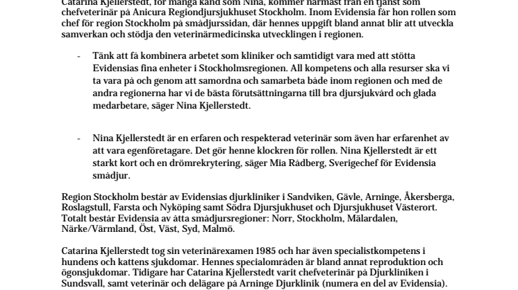 Kjellerstedt ny regionchef på Evidensia Djursjukvård