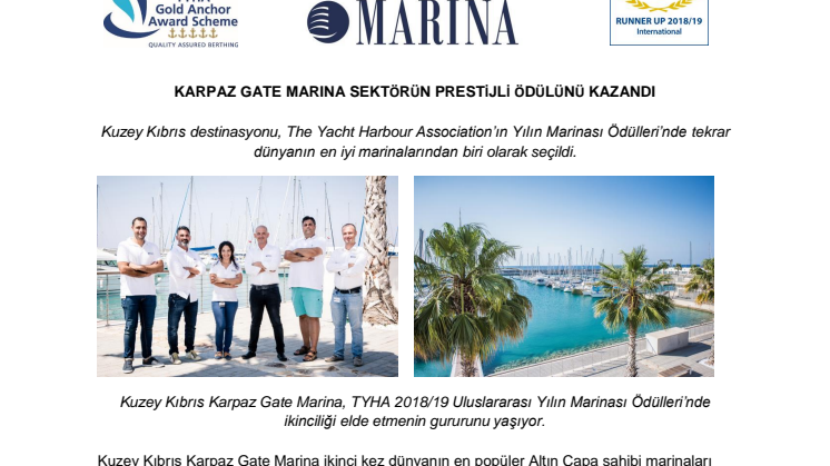 Karpaz Gate Marına Sektörün Prestijli Ödülünü Kazandı