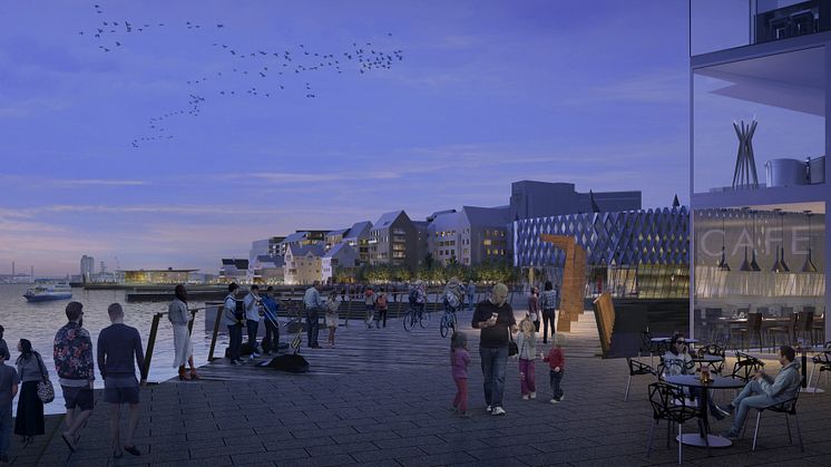 Visionsbild Skeppsbron, Göteborg. Foto: Kanozi Arkitekter