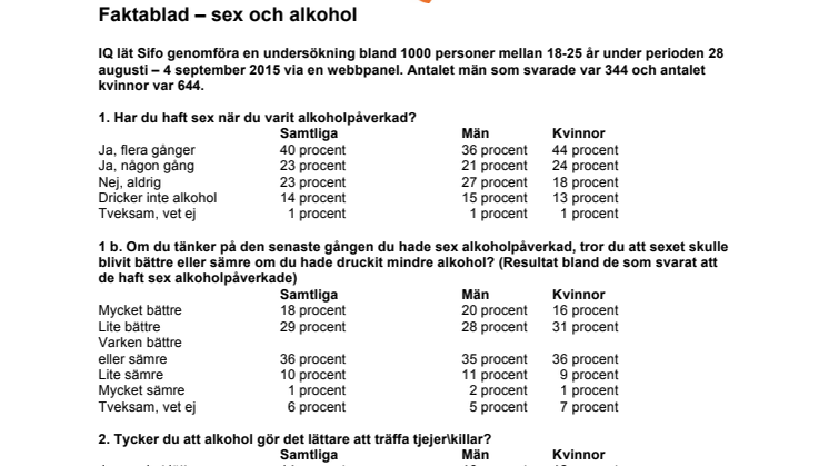 Faktablad - Alkohol och sex