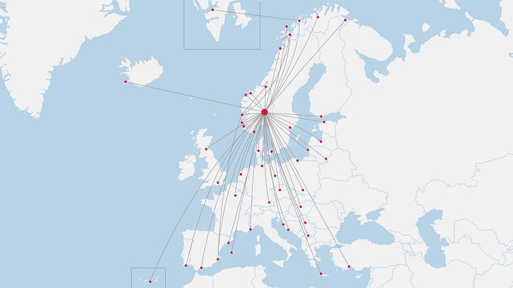 Norwegians linjenät i Norge från 1 juli 2020