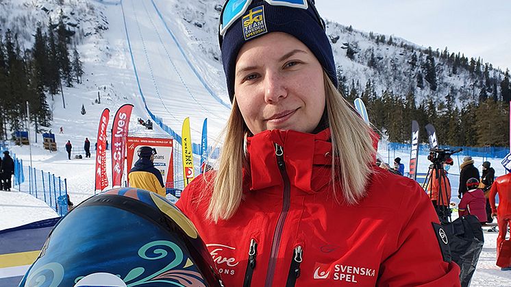 Hanna Matslofva, trea på världscuptävlingen i speedski på Idre Fjäll. Foto: SSf