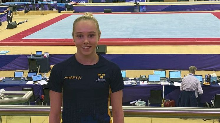 Elina Grawin, Eskilstuna GF, i världscupsfinal i kvinnlig artistisk gymnastik. 