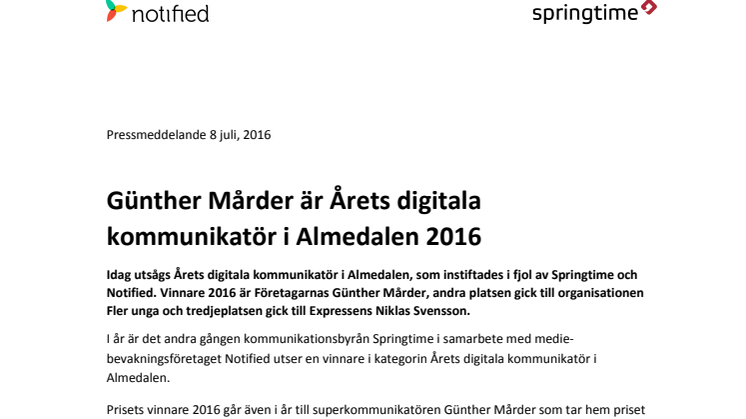 Günther Mårder är Årets digitala kommunikatör i Almedalen 2016