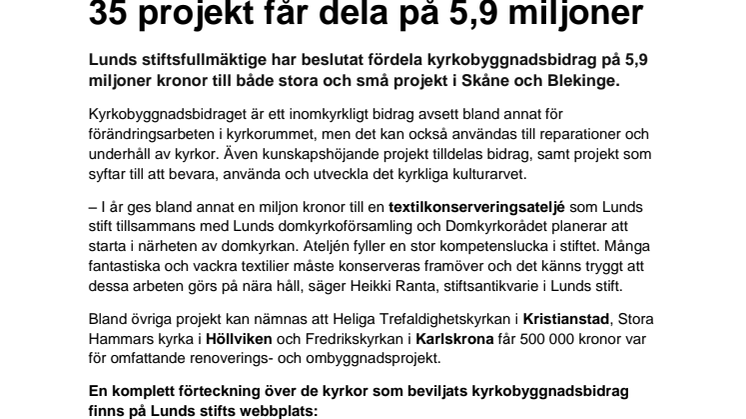 35 projekt får dela på 5,9 miljoner
