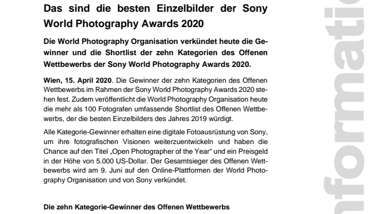 Das sind die besten Einzelbilder der Sony World Photography Awards 2020