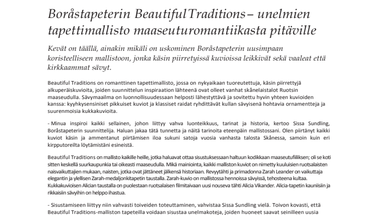 Unelmien tapettimallisto - Beautiful Traditions