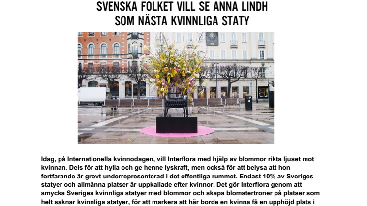 Svenska folket vill se Anna Lindh som nästa kvinnliga staty