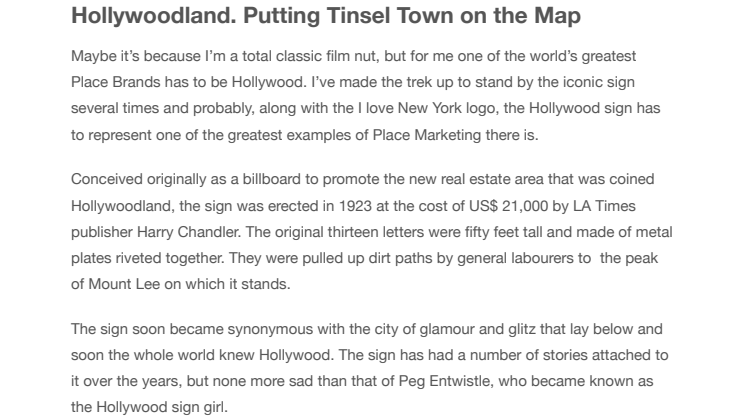 Hollywoodland. Putting Tinsel Town on the Map