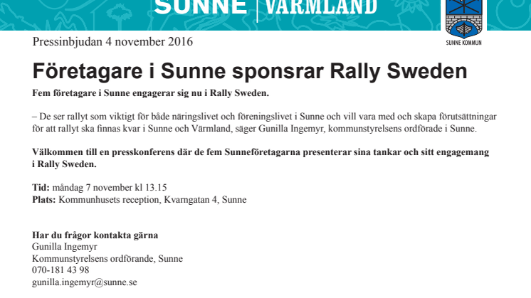 Företagare i Sunne sponsrar Rally Sweden