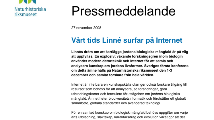 Vårt tids Linné surfar på Internet