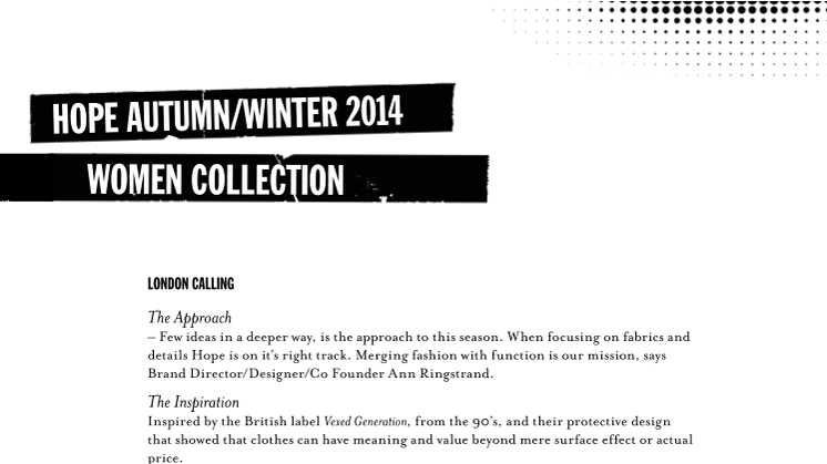 Hope Autumn Winter 2014 Women Collection - London Calling