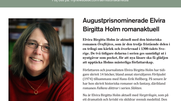 Augustnominerade Elvira Birgitta Holm romanaktuell