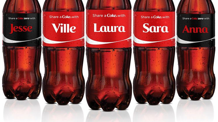 Ville, Tuomas, Laura ja 147 muuta suomalaista saavat nyt nimikko-Coca-Colan