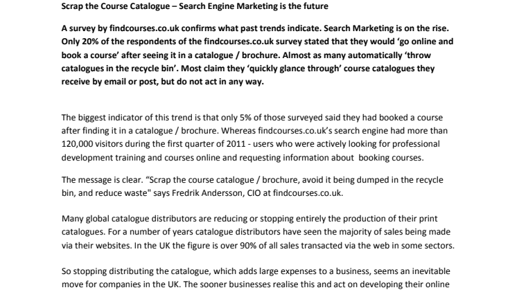 Scrap the Course Catalogue – Search Engine Marketing is the future