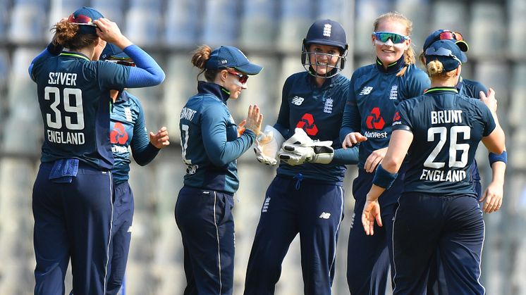 Ecclestone celebrates a wicket in the first ODI. Image: AFP