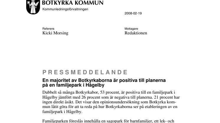 En majoritet av Botkyrkaborna är positiva till planerna på en familjepark i Hågelby