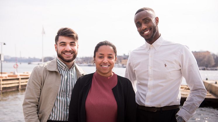 Kompassrosstipendiat 2019, Shanga Aziz, Alexandra Tecle, Hamza Mostafa, foto: Nathalie Malic/Stiftelsen Ungt Ledarskap