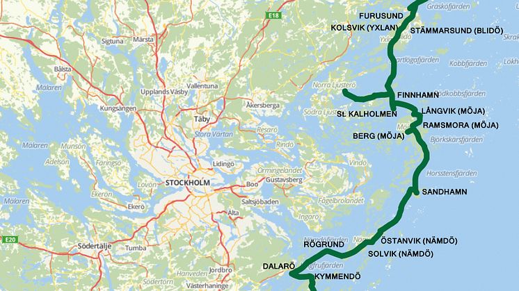 Större båtar och brygga på Sandhamn för Nordsydlinjen