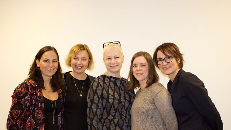 från vänster: Jennie Englund (Projektledare Knowit), Mette Rehnström (Marknadschef Växa), Lisbeth Karlsson (Projektledare Växa), Linda Skogfeldt (Innehållsansvarig Webb, Växa), Pernilla Snis (Kundansvarig Knowit)