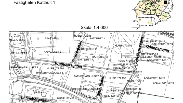 Karta fastigheten Katthult 1, Malmö
